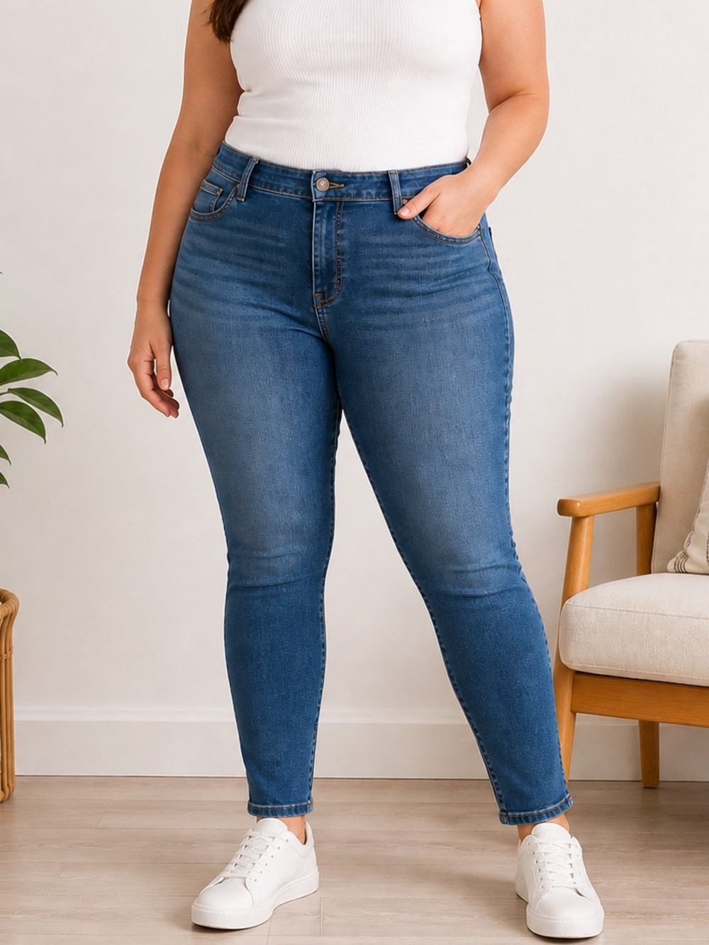Time and Tru Medium Wash Skinny Jeans Size 16 Petite – Stretch Denim